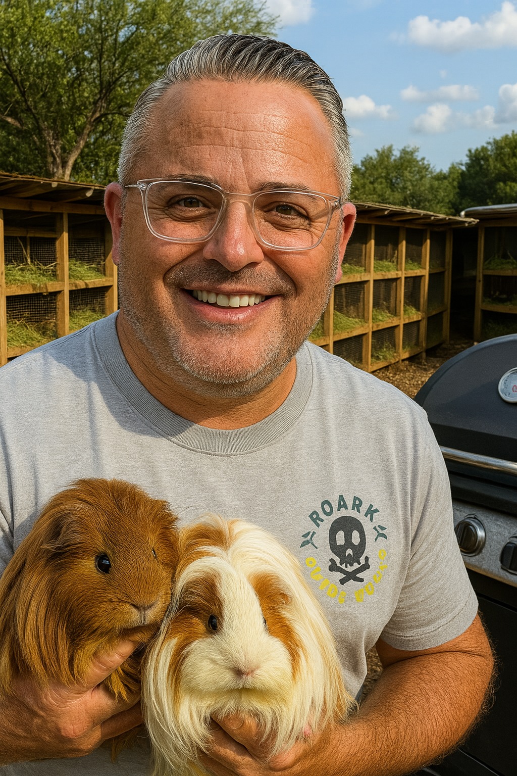Our facility manager with farm animals